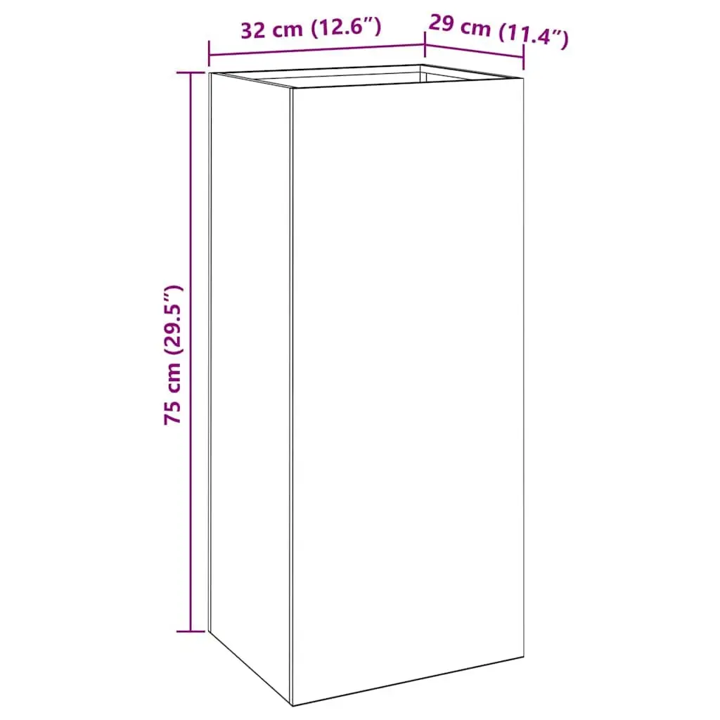 Corten Steel Planter Box Outdoor Garden Raised Bed Brown 32 x 29 x 75 cm