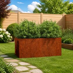 Corten Steel Planter 62x30x29 cm Raised Garden Bed Flower Box Outdoor Patio