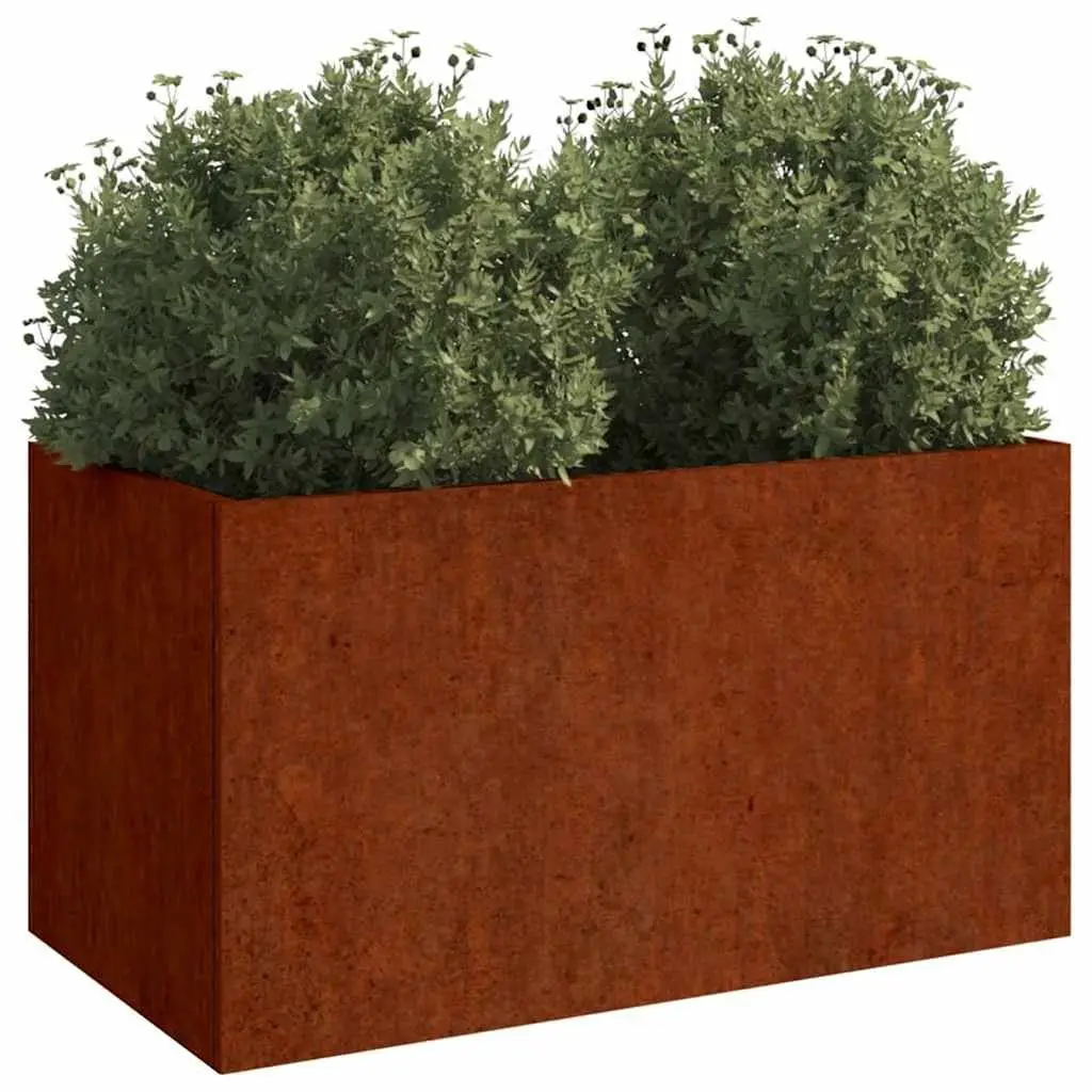 Corten Steel Planter Outdoor Flower Box 62x30x29 cm Brown