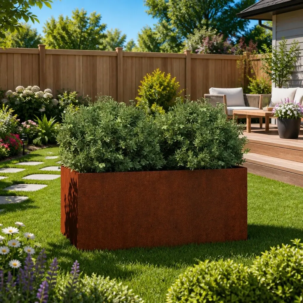 Corten Steel Planter Garden Raised Bed 62x40x39cm Brown