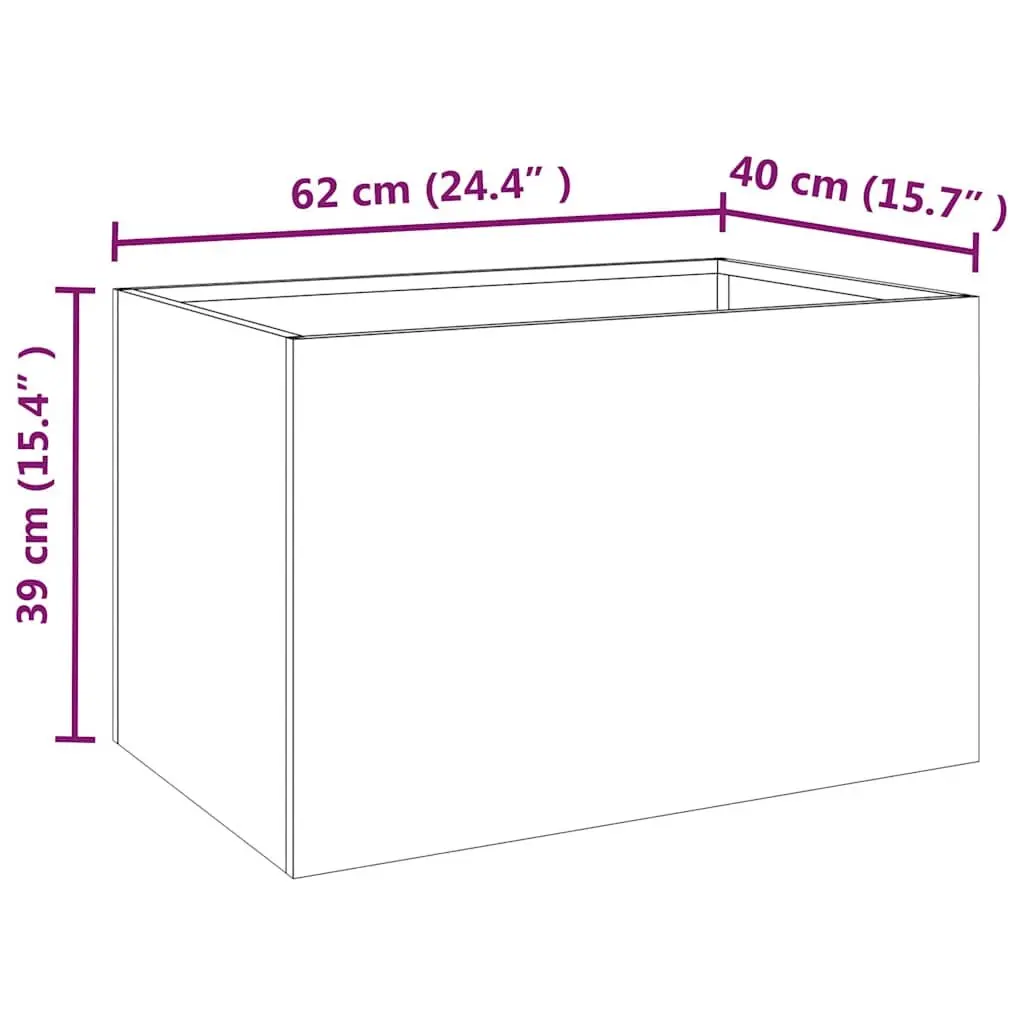 Corten Steel Planter Garden Raised Bed 62x40x39cm Brown