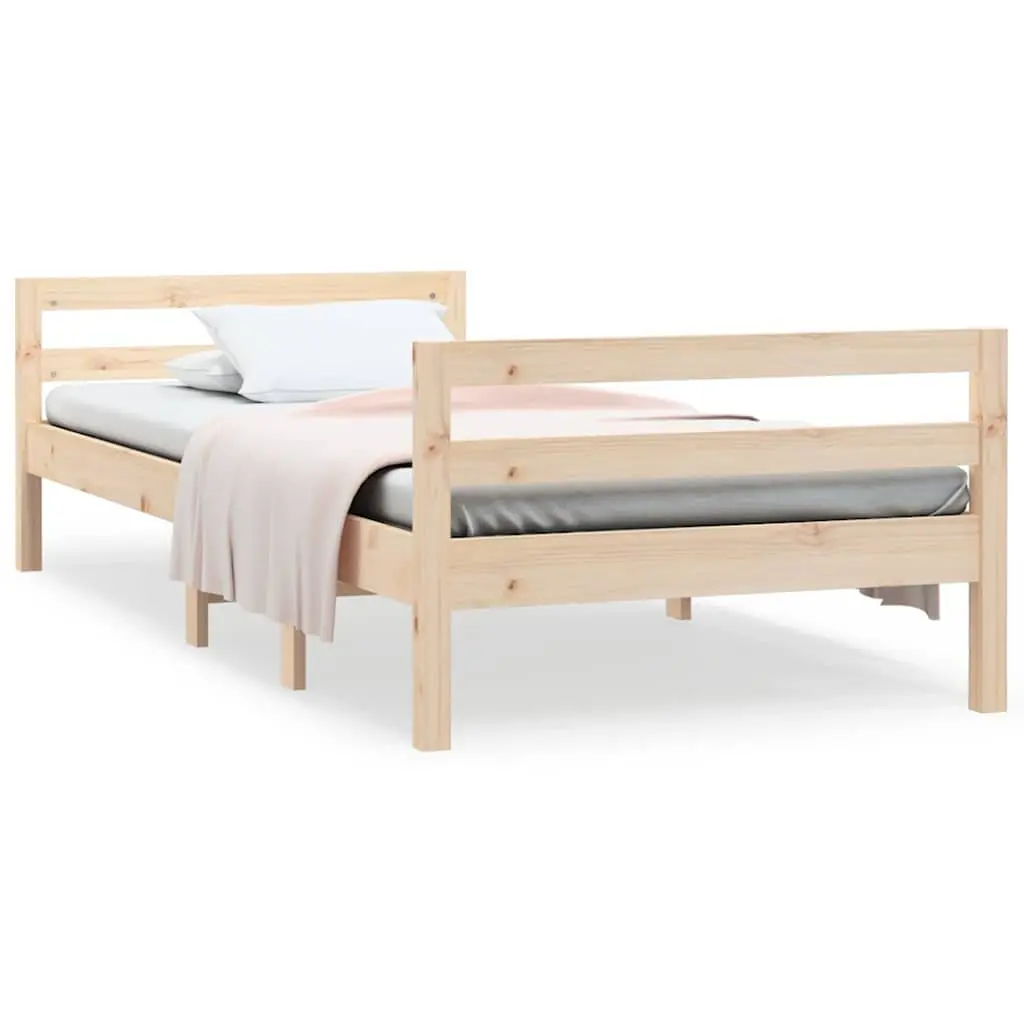 Solid Wood Pine Bed Frame 90x190 cm Brown Slatted Base Bedroom Furniture