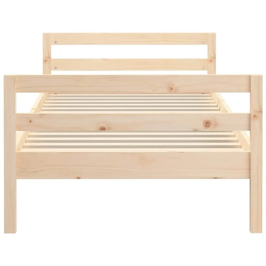 Solid Wood Pine Bed Frame 90x190 cm Brown Slatted Base Bedroom Furniture