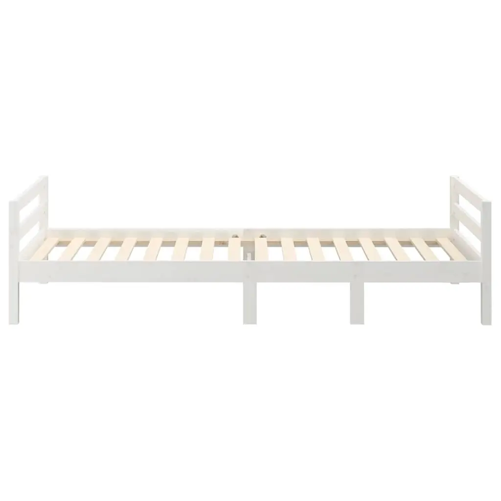 Solid Wood Pine Bed Frame 90x190 cm Slatted Base White Bedroom Furniture