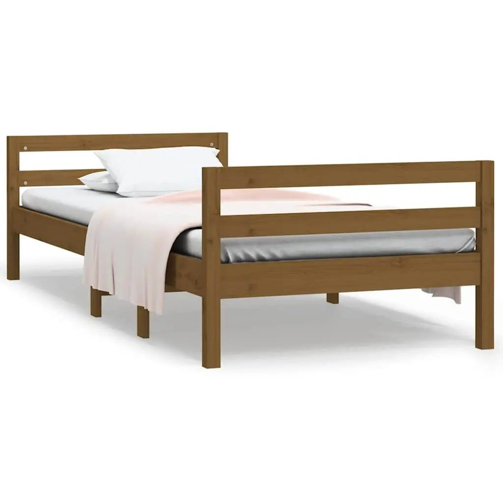 Solid Wood Bed Frame in Honey Brown