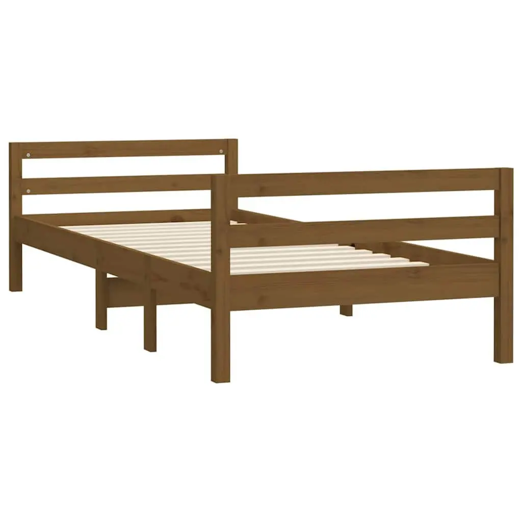 Solid Wood Bed Frame in Honey Brown