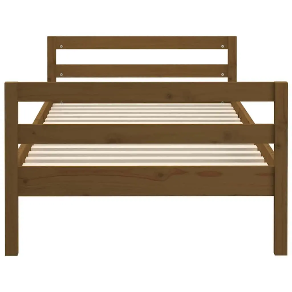 Solid Wood Bed Frame in Honey Brown