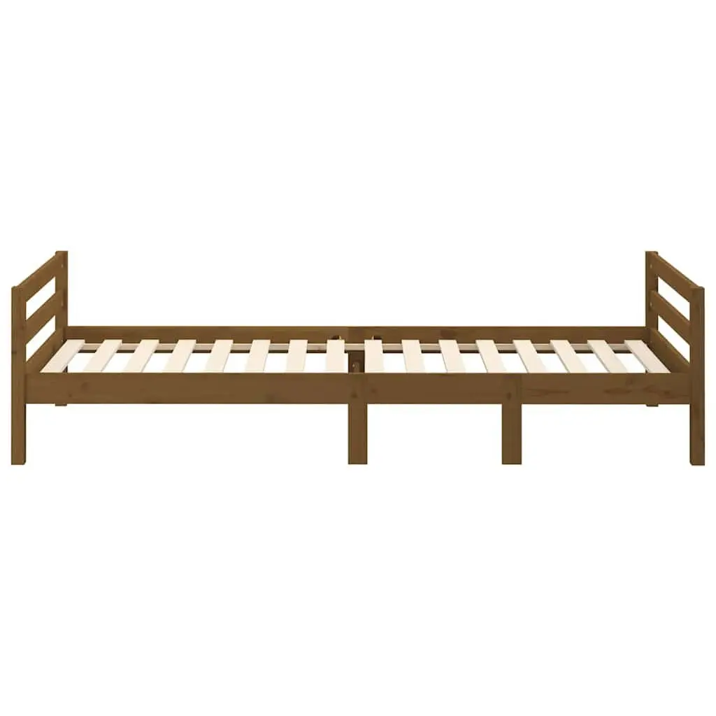 Solid Wood Bed Frame in Honey Brown