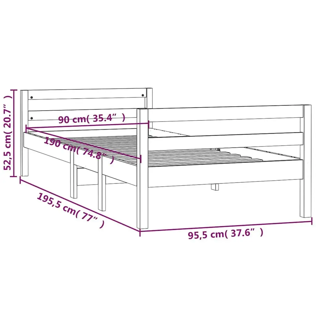 Solid Wood Bed Frame in Honey Brown