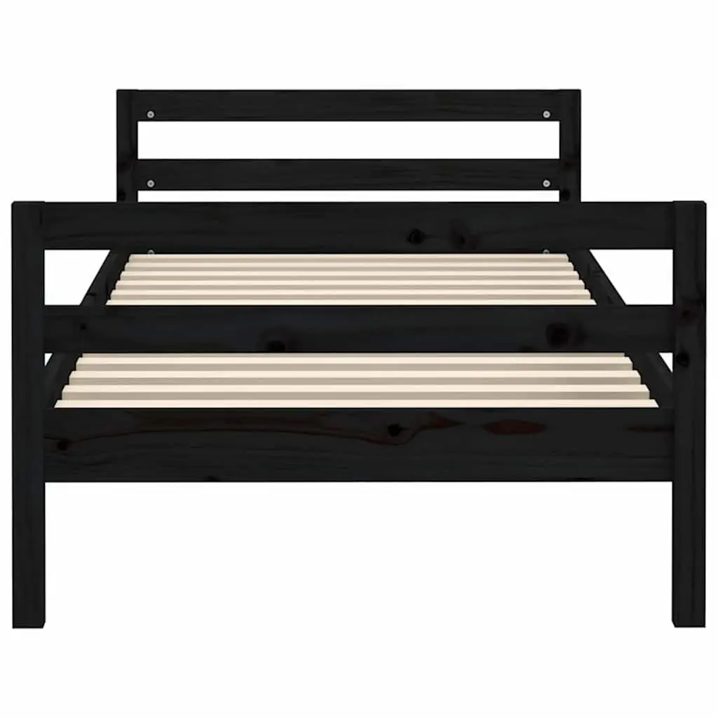 Solid Wood Bed Frame 90x190cm Black Finish