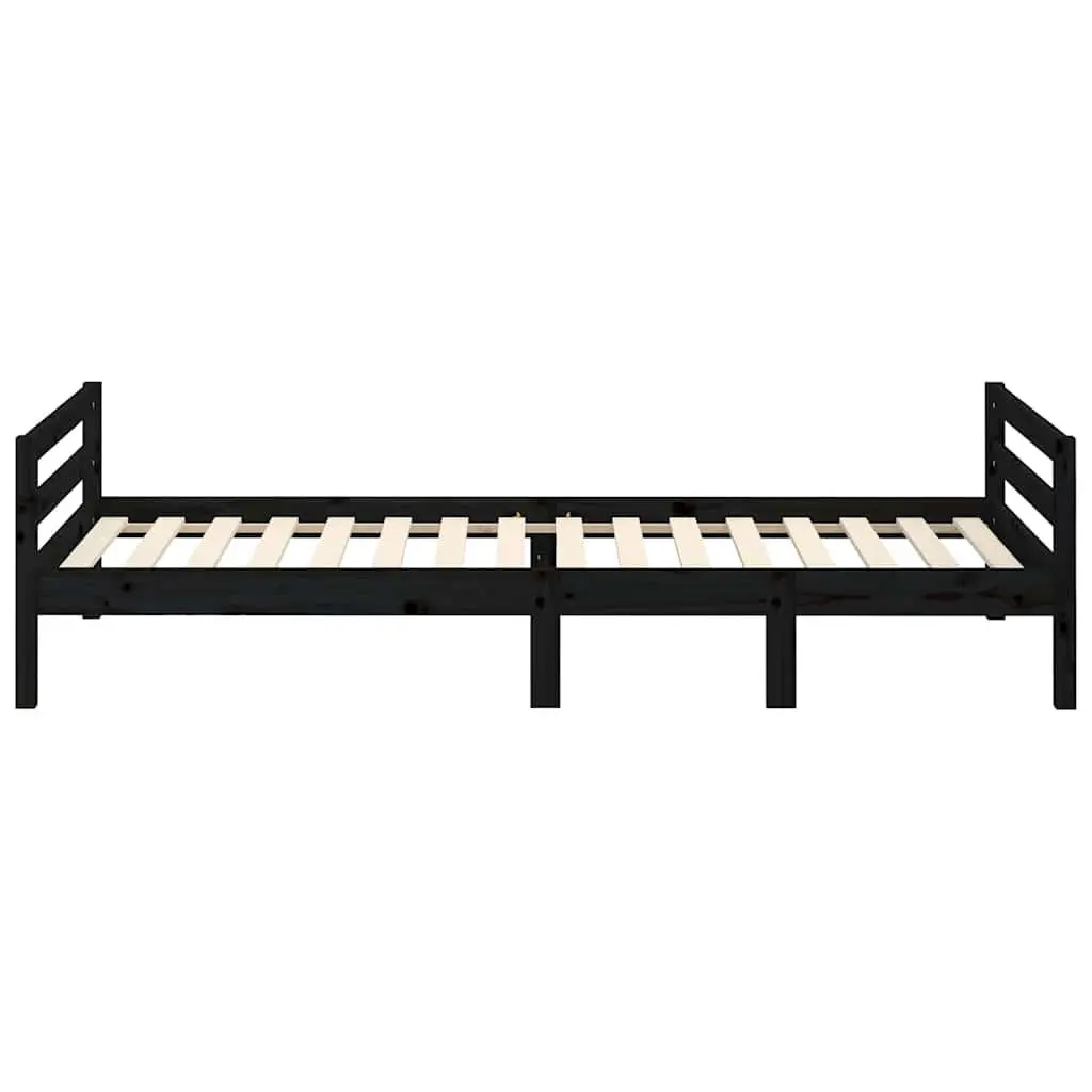 Solid Wood Bed Frame 90x190cm Black Finish