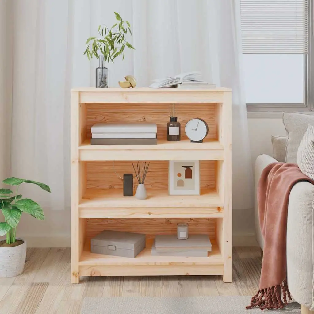Solid Wood Book Cabinet Storage Shelf 80x35x97cm Brown