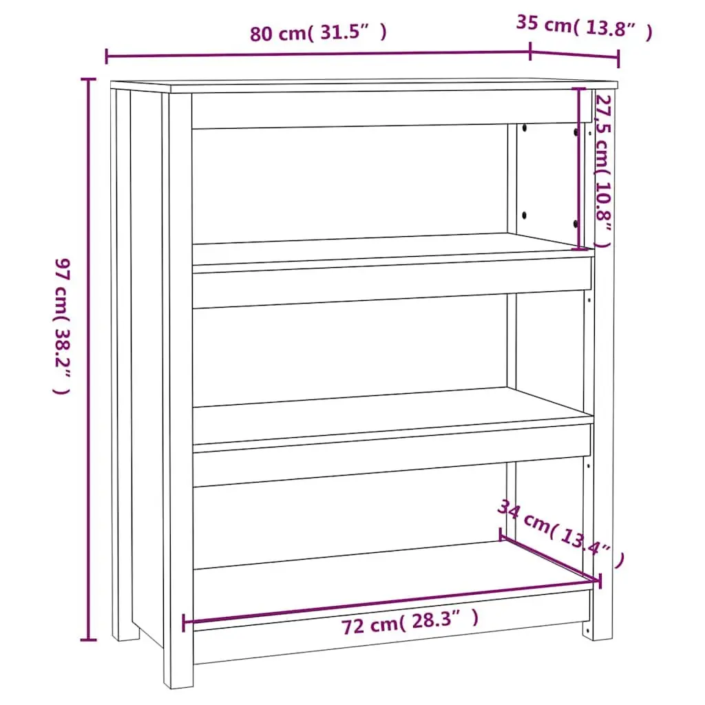 Solid Wood Book Cabinet Storage Shelf 80x35x97cm Brown