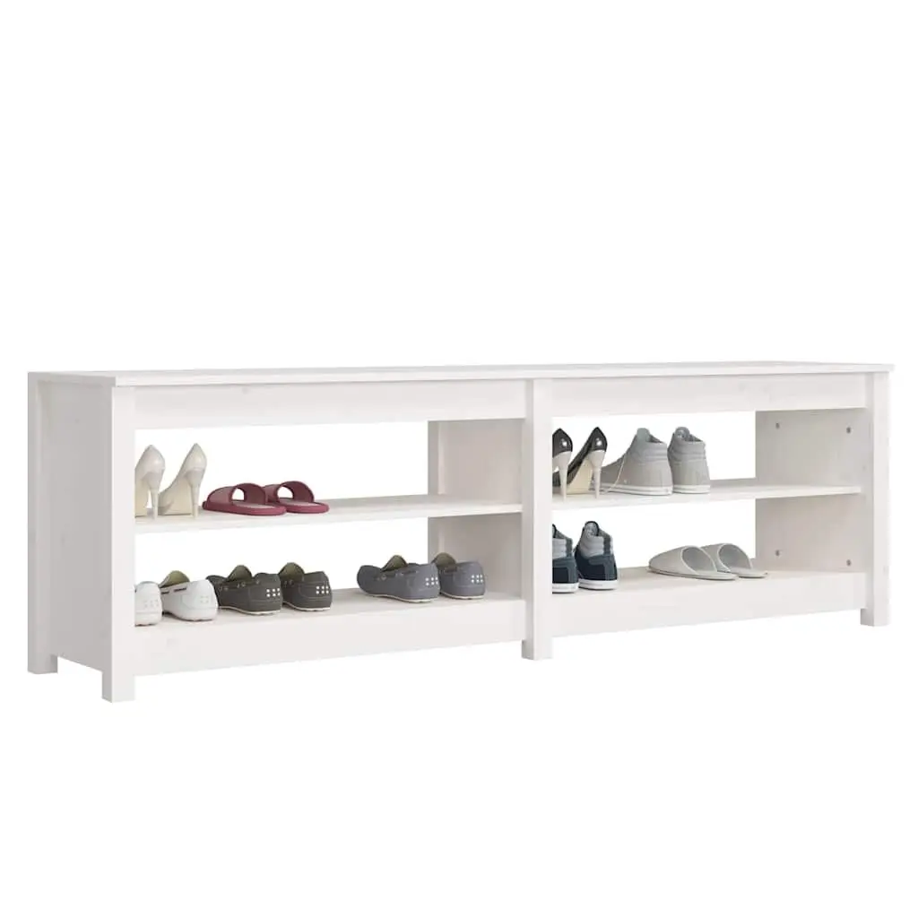 Shoe Bench Entryway Storage Rack 4 Open Shelves White Wooden Organiser