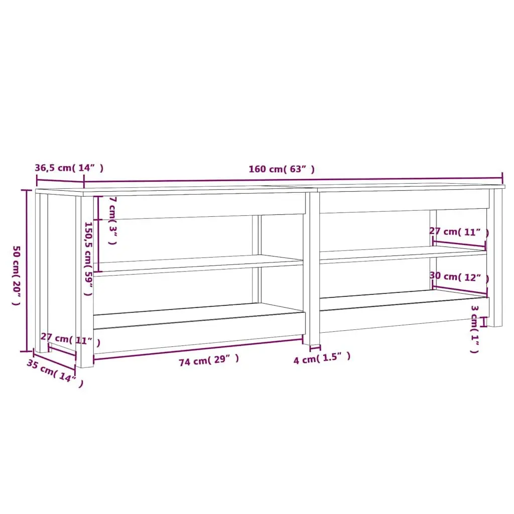 Shoe Bench Entryway Storage Rack 4 Open Shelves White Wooden Organiser