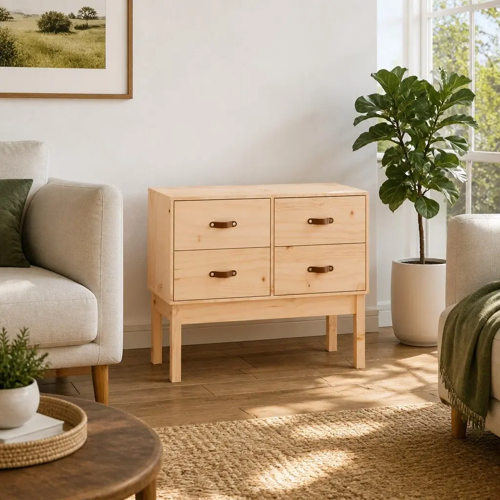 Console Cabinet Storage 90x40x78cm Solid Pine Wood Brown
