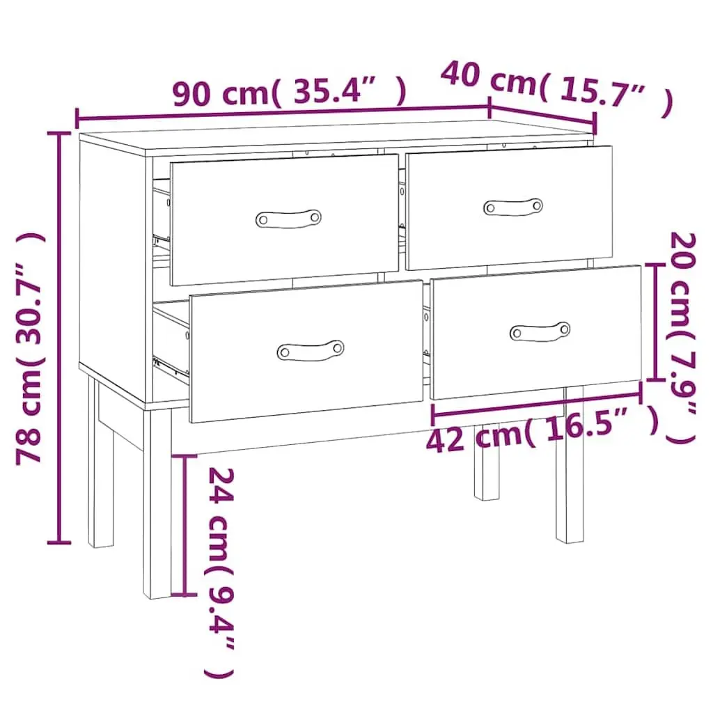 Console Cabinet Storage 90x40x78cm Solid Pine Wood Brown