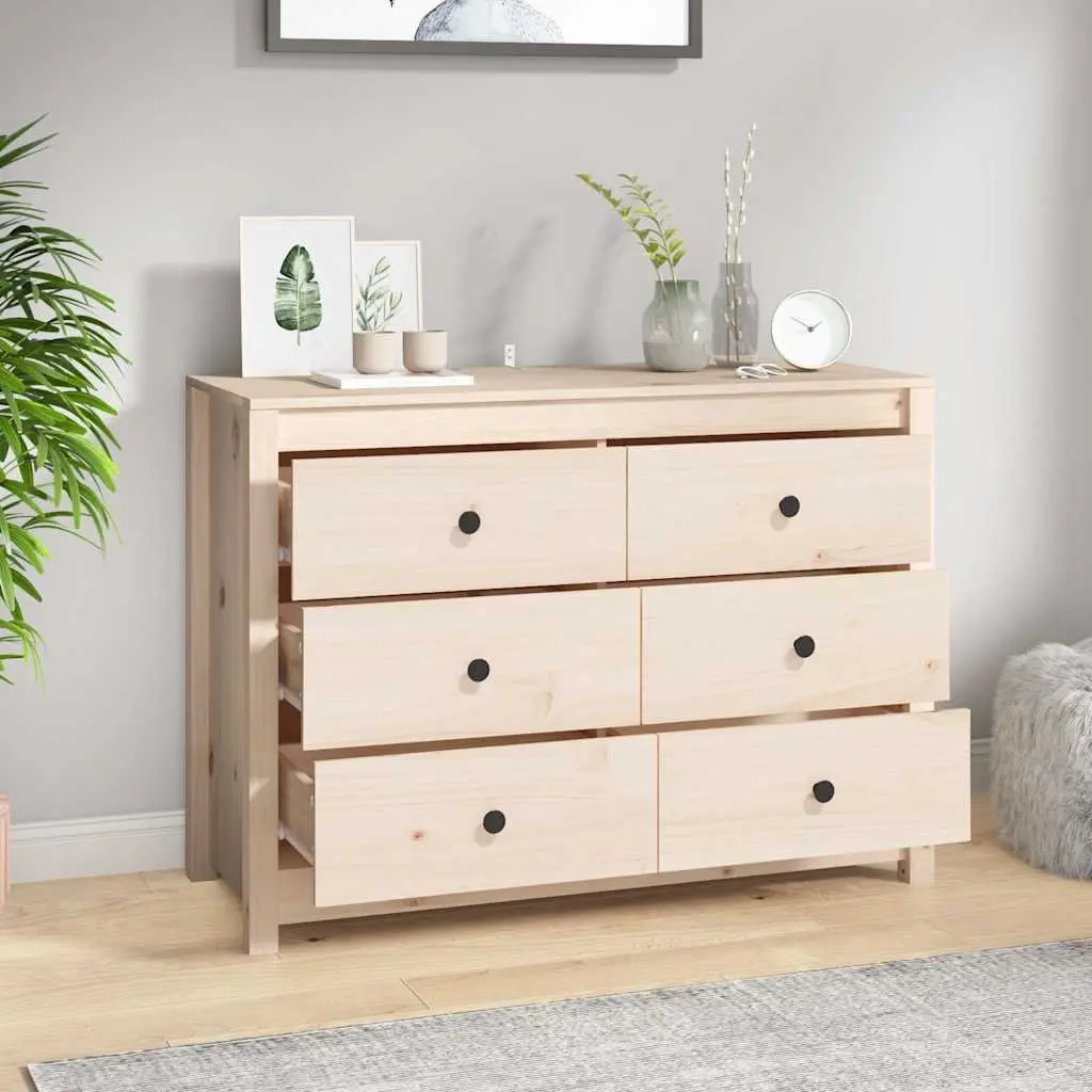 Side Cabinet Storage Drawers 100x40x72cm Brown Solid Wood Pine