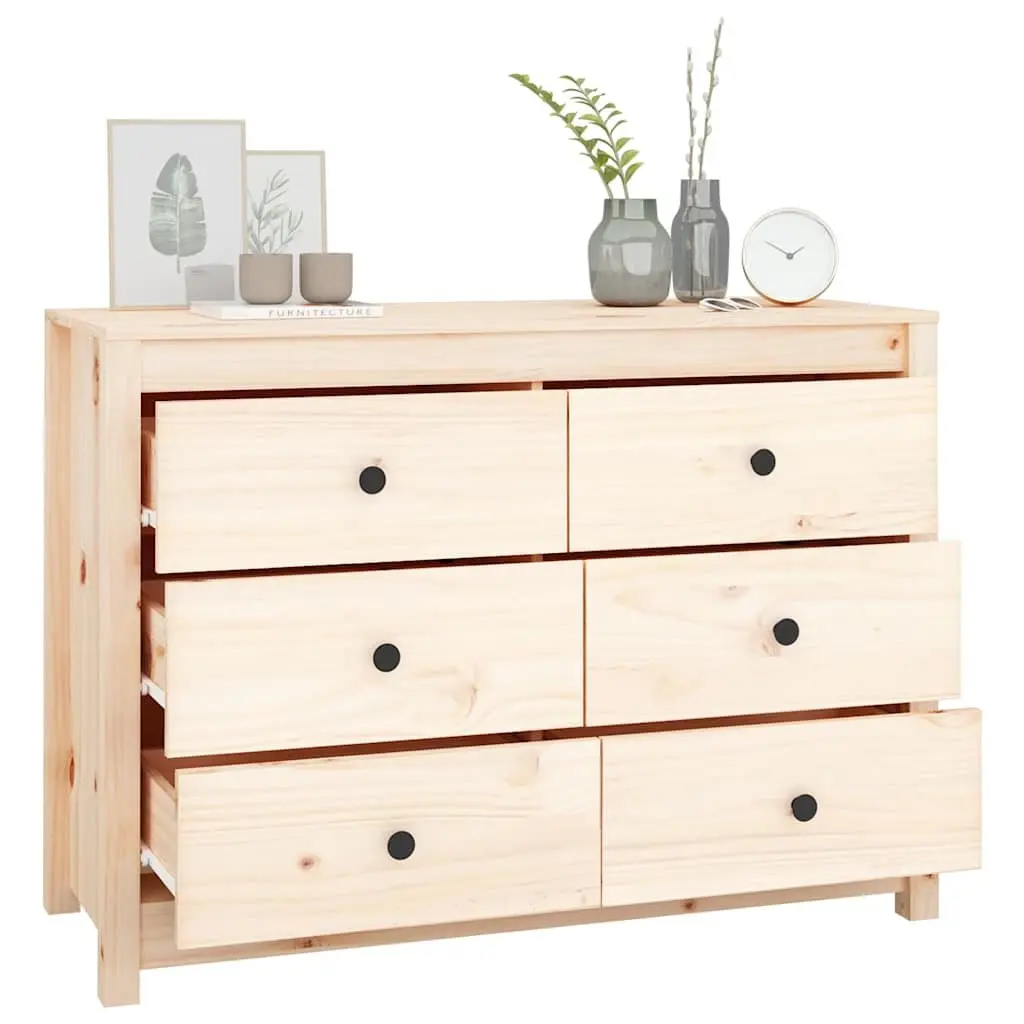 Side Cabinet Storage Drawers 100x40x72cm Brown Solid Wood Pine