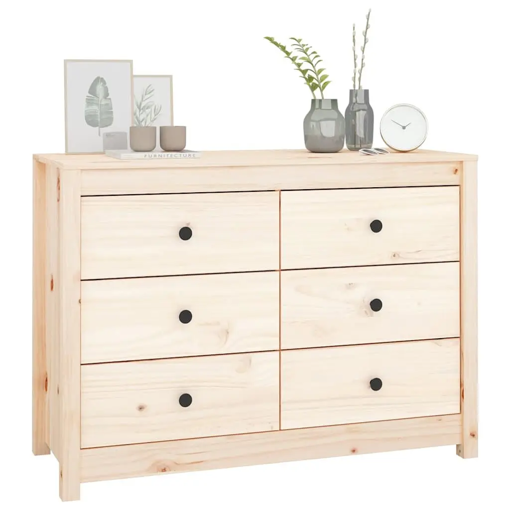 Side Cabinet Storage Drawers 100x40x72cm Brown Solid Wood Pine