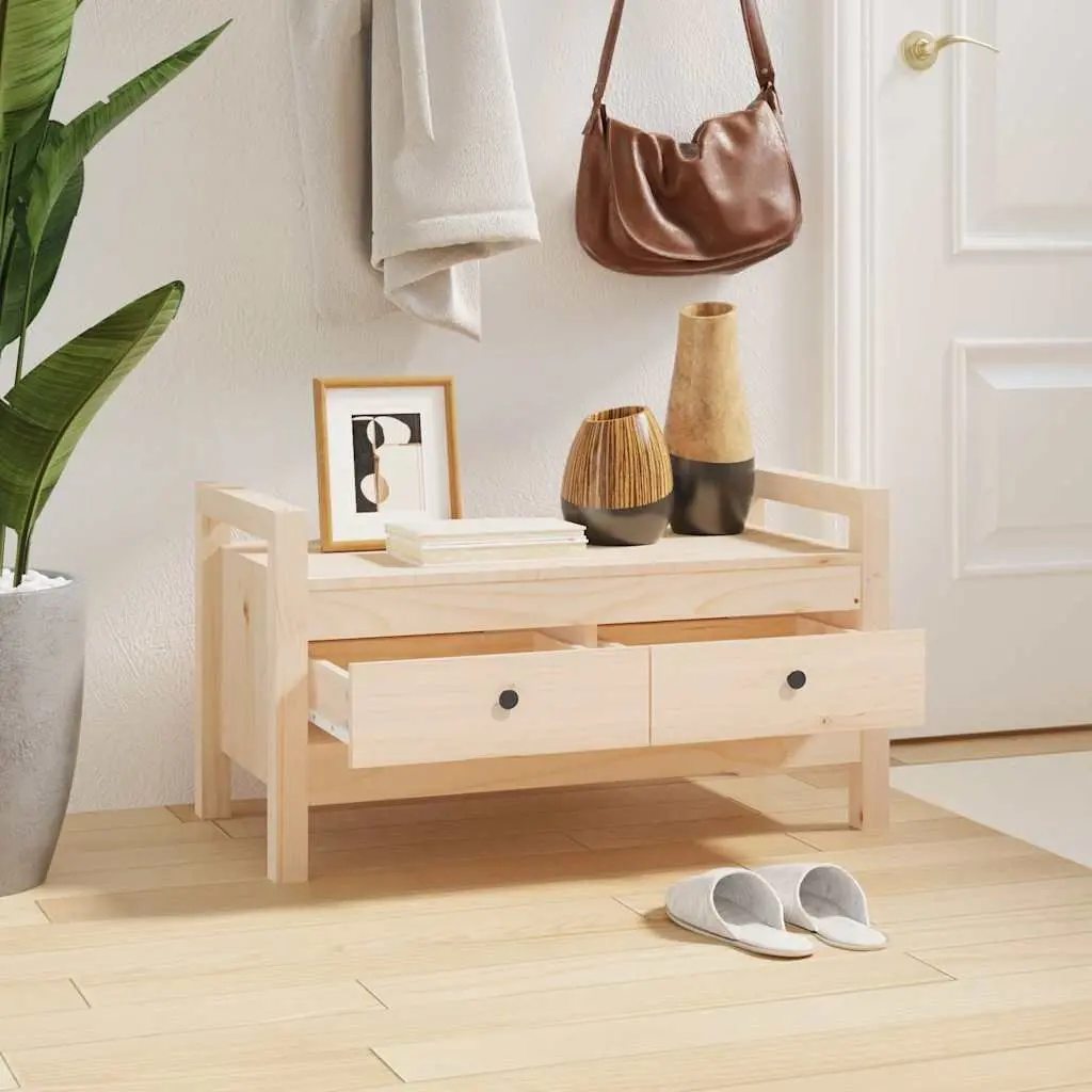 Hall Bench with Two Drawers for Storage