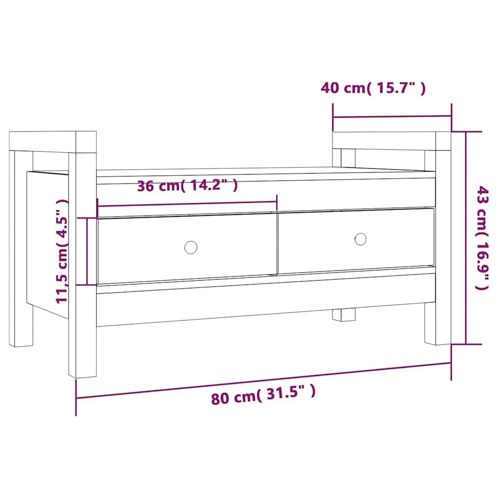 Hall Bench with Two Drawers for Storage