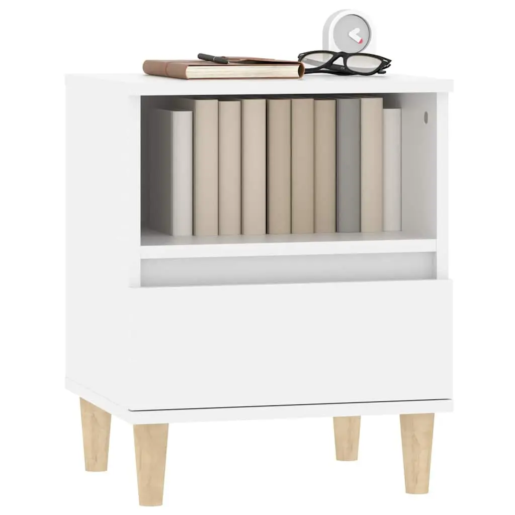 Bedside Cabinet Storage Nightstand 40x35x50cm White Engineered Wood