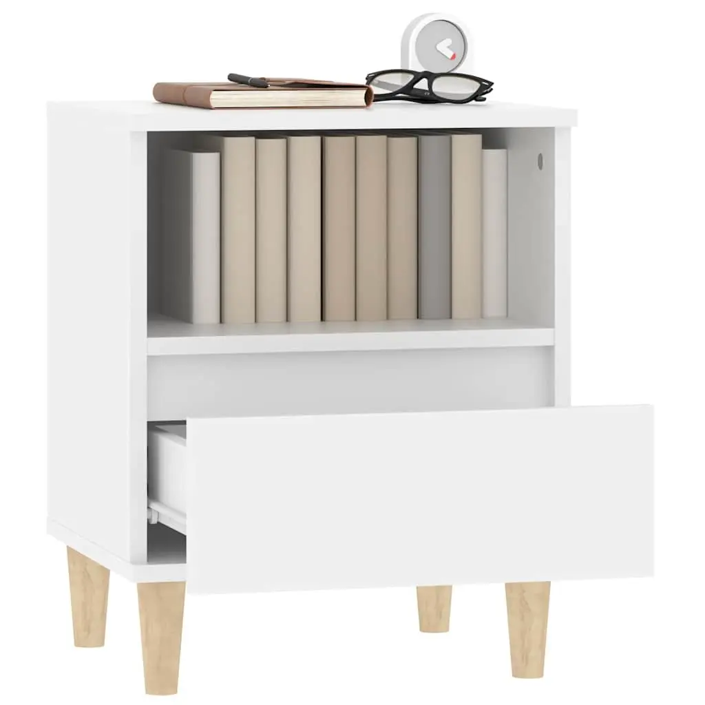 Bedside Cabinet Storage Nightstand 40x35x50cm White Engineered Wood