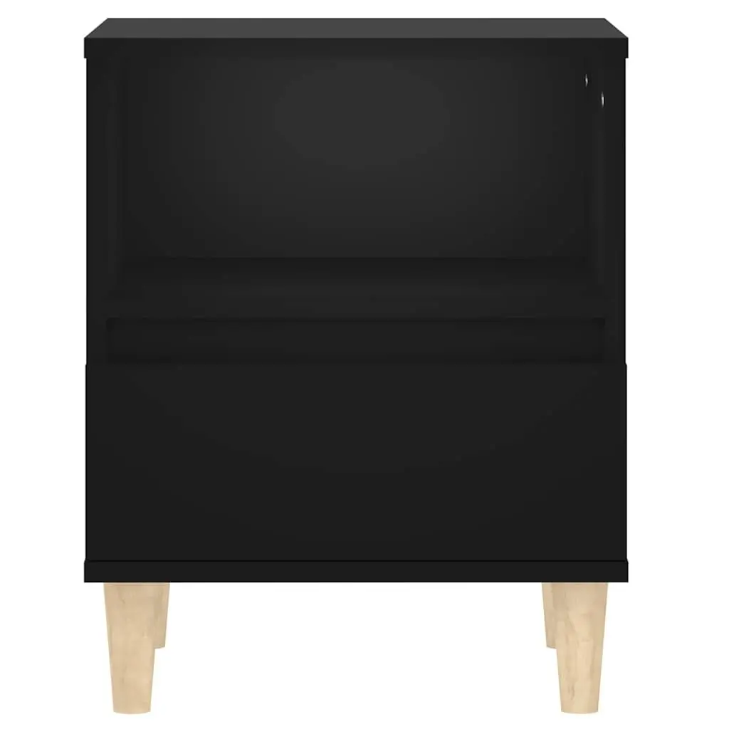 Bedside Cabinet 2 pcs Black Nightstand Storage Drawer Wooden Legs Side Table