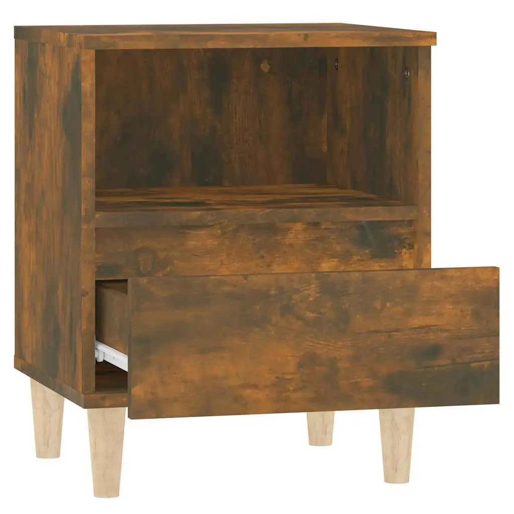 Bedside Cabinet Nightstand Storage Drawer 40x35x50cm Brown Wooden Legs