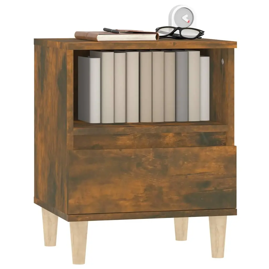 Bedside Cabinet Nightstand Storage Drawer 40x35x50cm Brown Wooden Legs