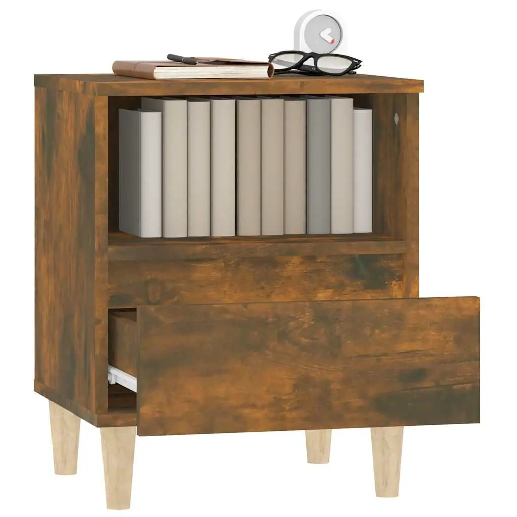 Bedside Cabinet Nightstand Storage Drawer 40x35x50cm Brown Wooden Legs