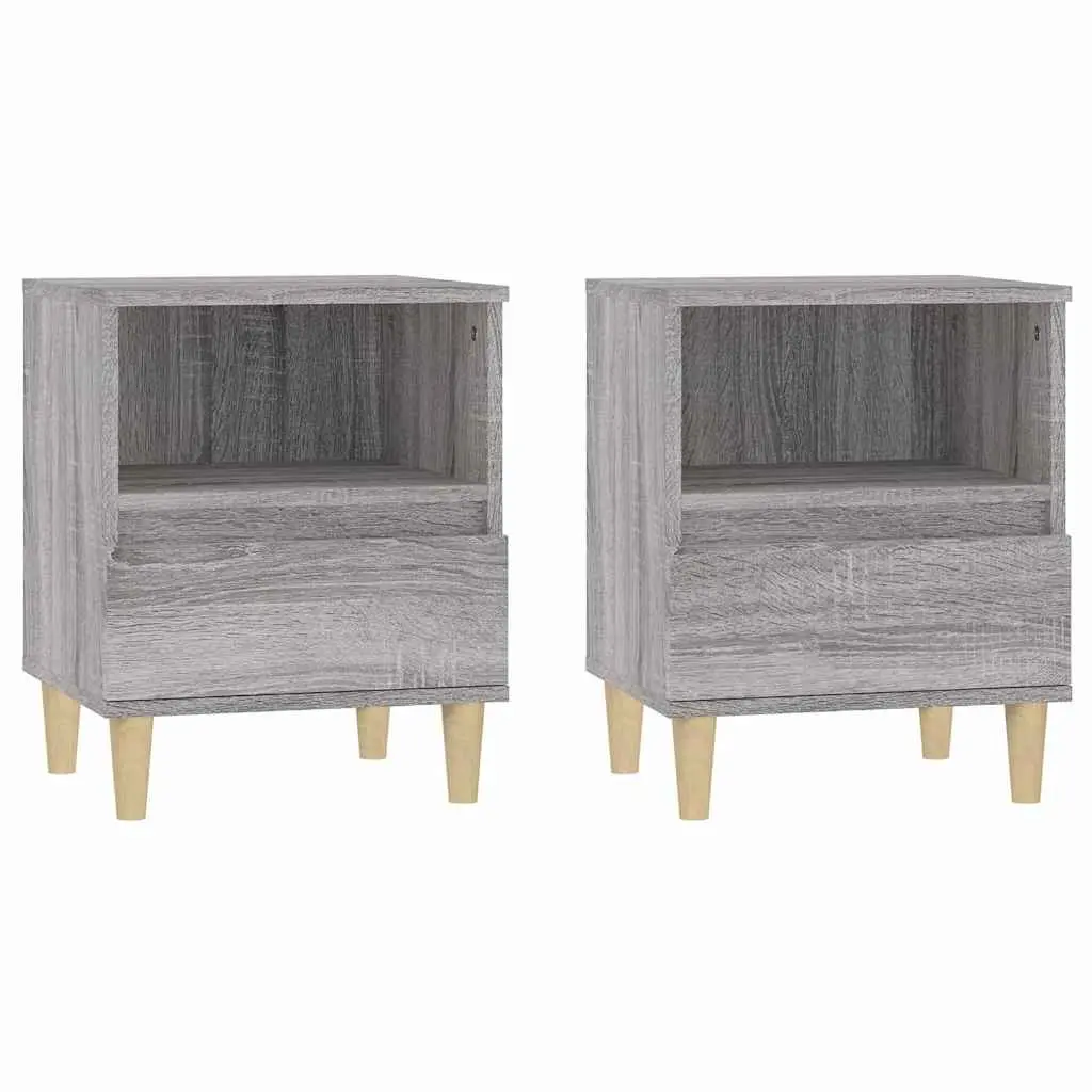 Bedside Cabinets Storage Nightstand 40x35x50 cm Grey 2 Piece