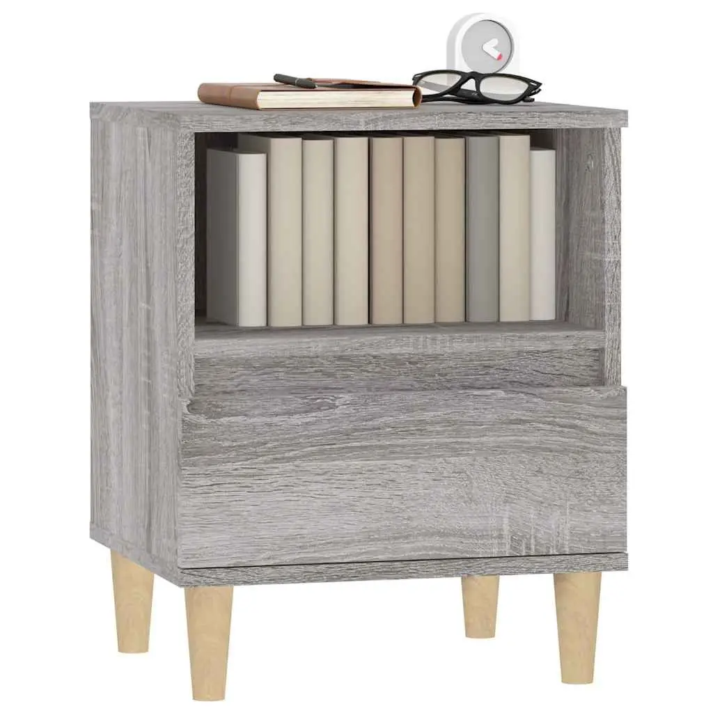 Bedside Cabinets Storage Nightstand 40x35x50 cm Grey 2 Piece