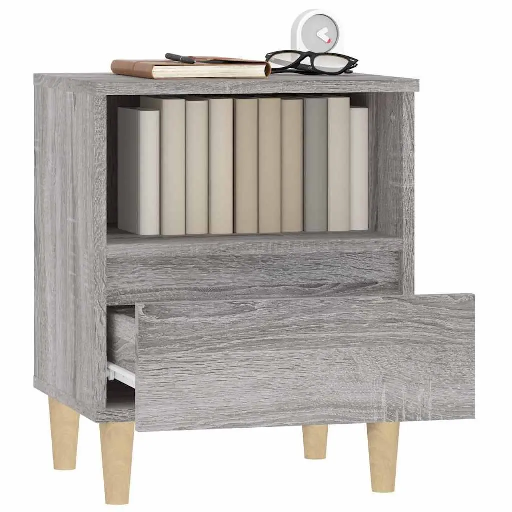 Bedside Cabinets Storage Nightstand 40x35x50 cm Grey 2 Piece