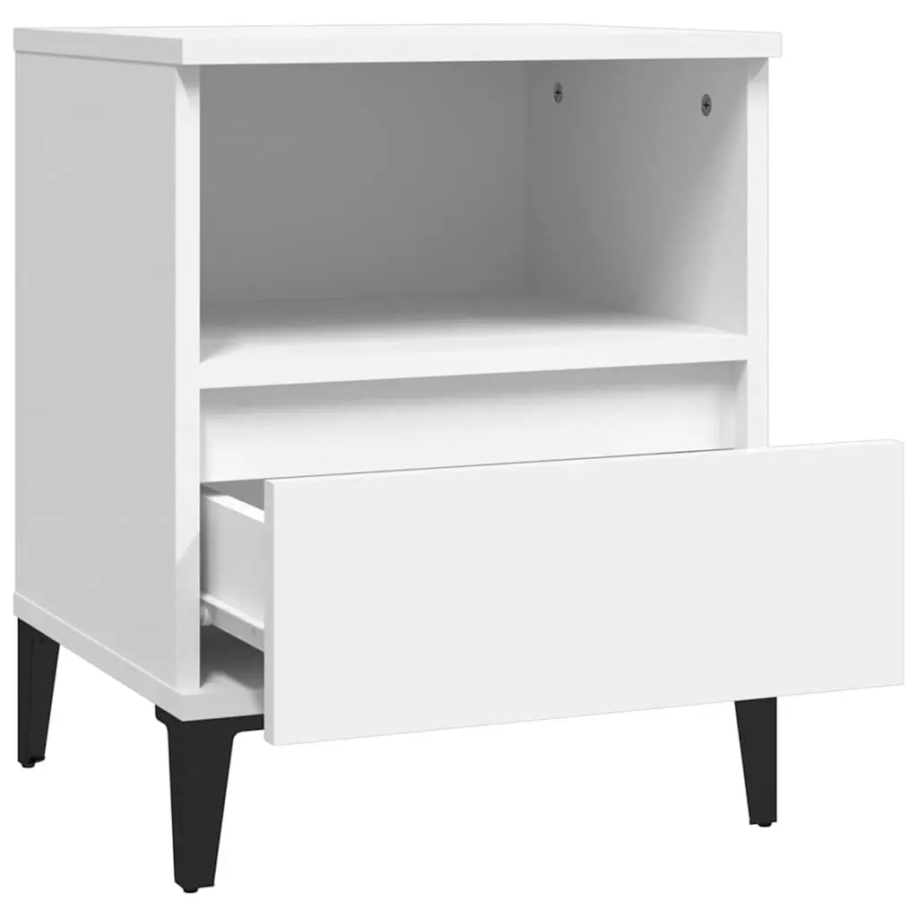 Bedside Cabinet White 40x35x50cm Storage Drawer Compartment Side Table