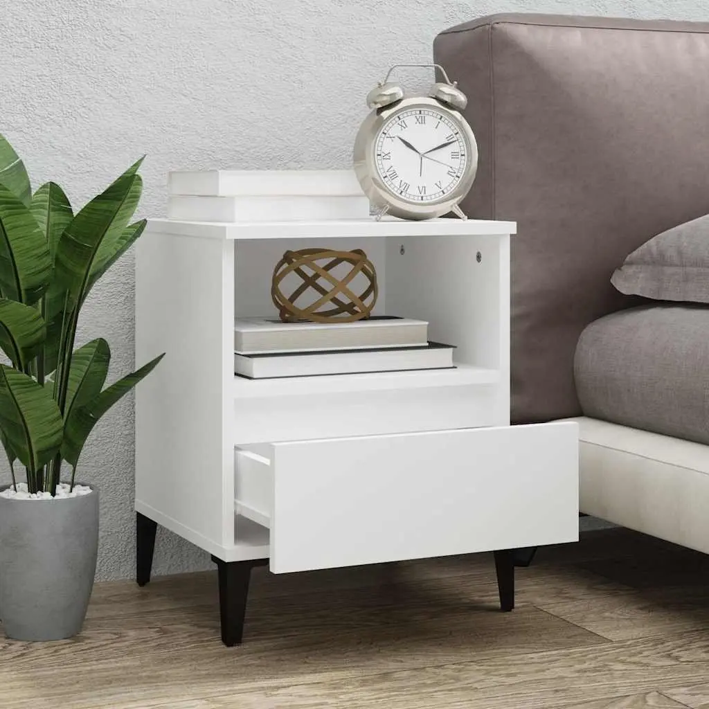 Bedside Cabinet Storage Nightstand 40x35x50cm White 2 Piece