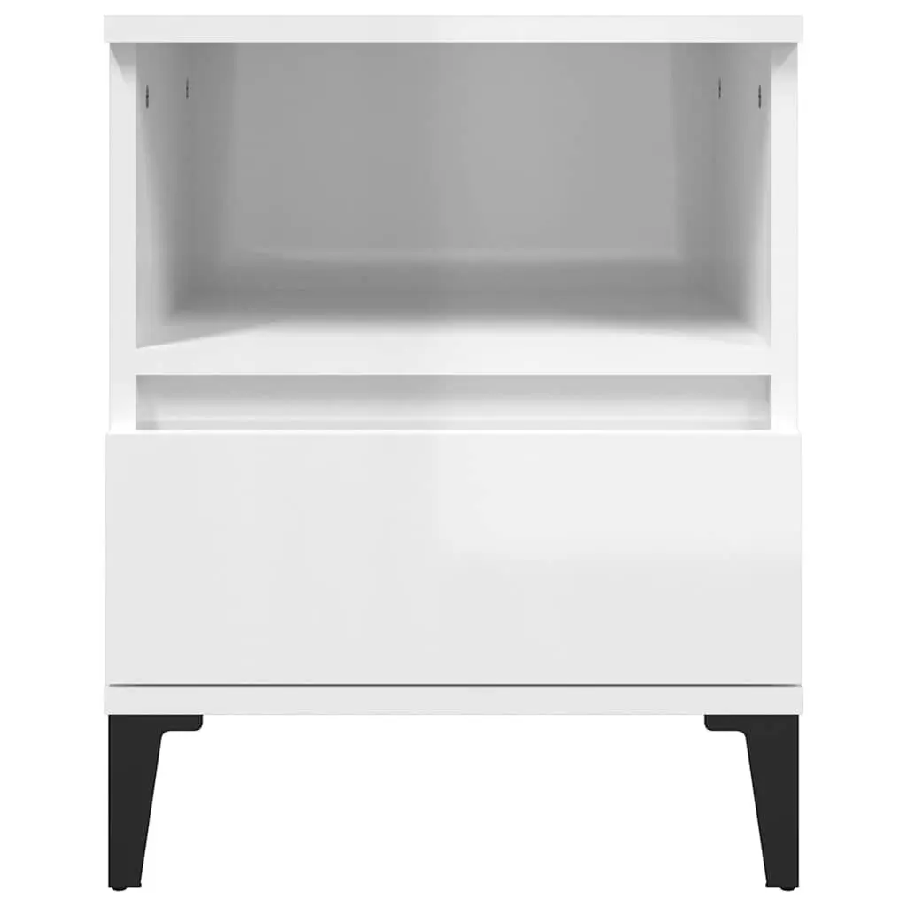 Bedside Cabinet White High Gloss Side Table Storage Drawer Compartment