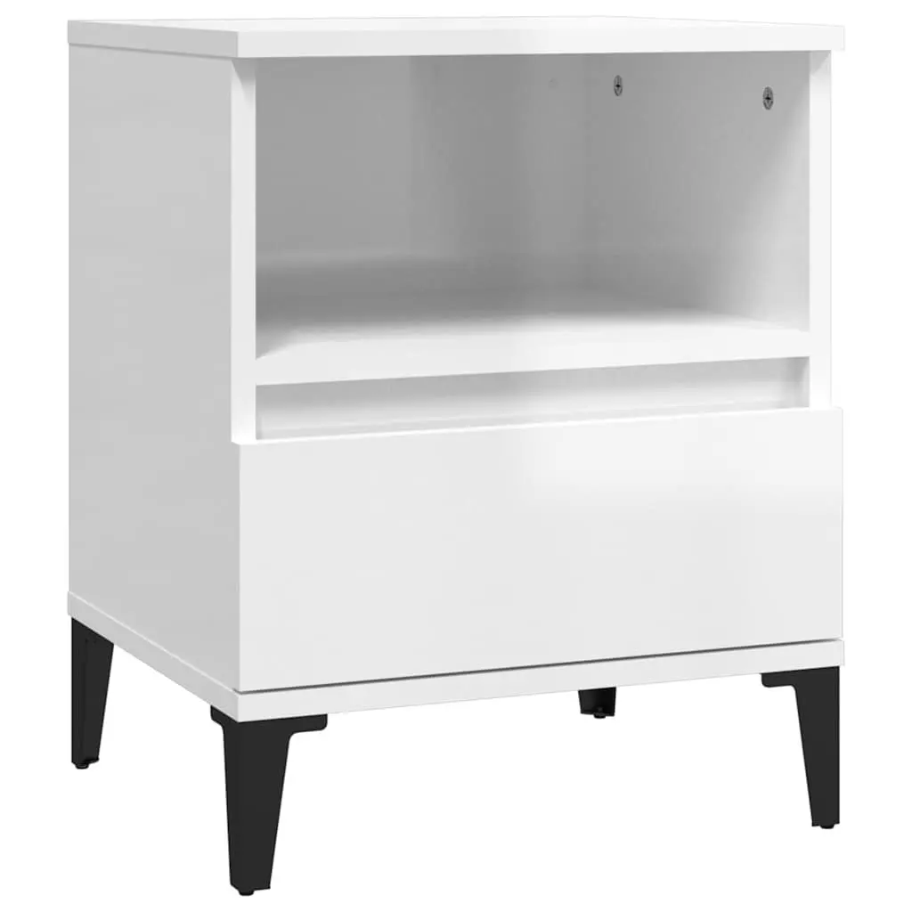 Bedside Cabinet Storage Organiser 2 Piece White Drawer Compartment Side Table