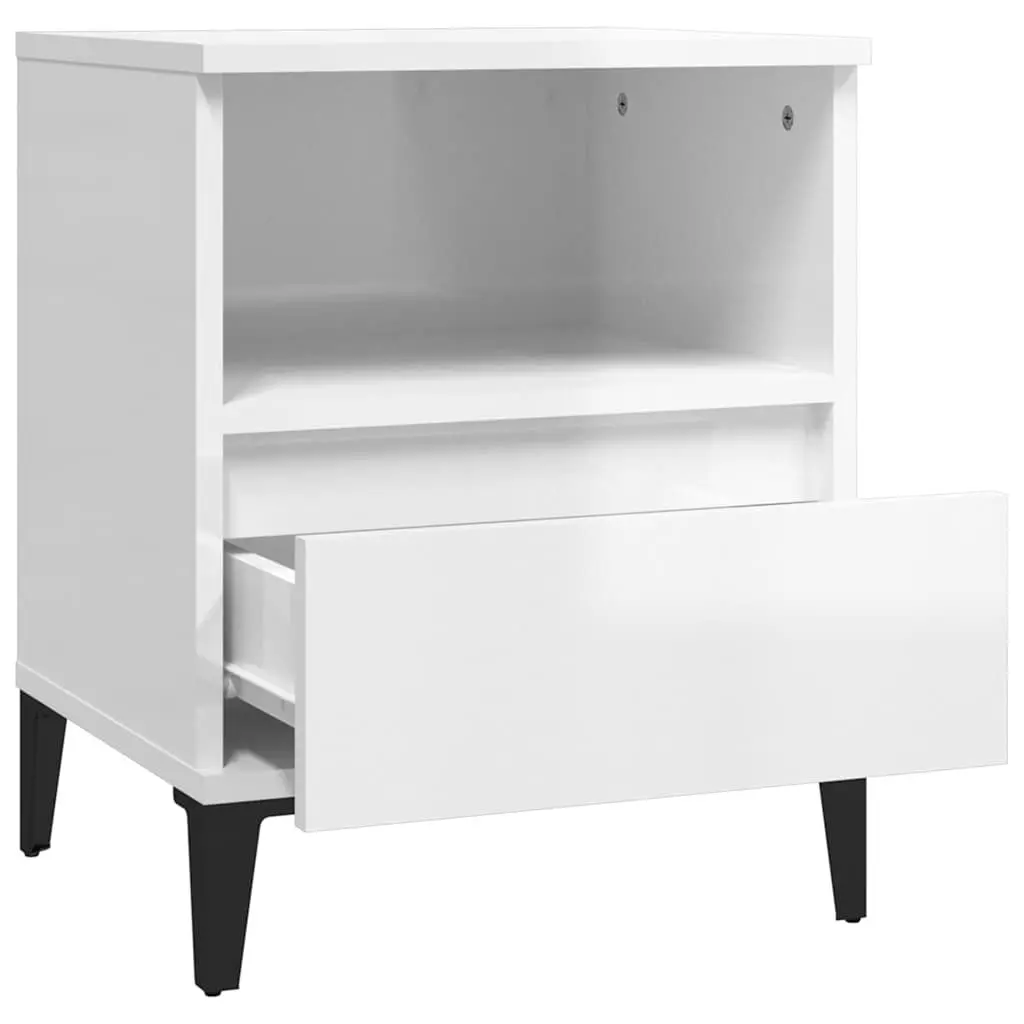 Bedside Cabinet Storage Organiser 2 Piece White Drawer Compartment Side Table