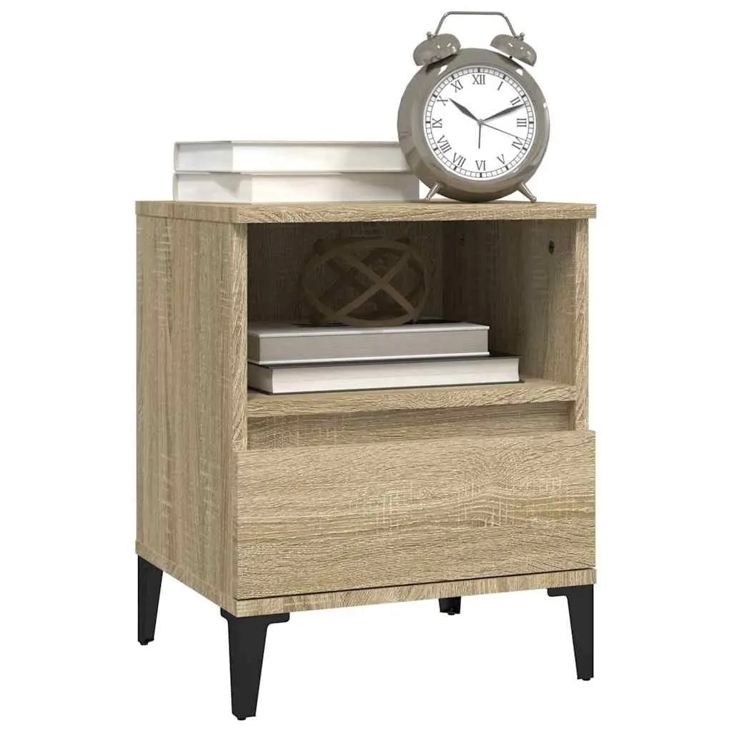 Bedside Cabinet Storage Compartment Drawer 40x35x50cm Brown