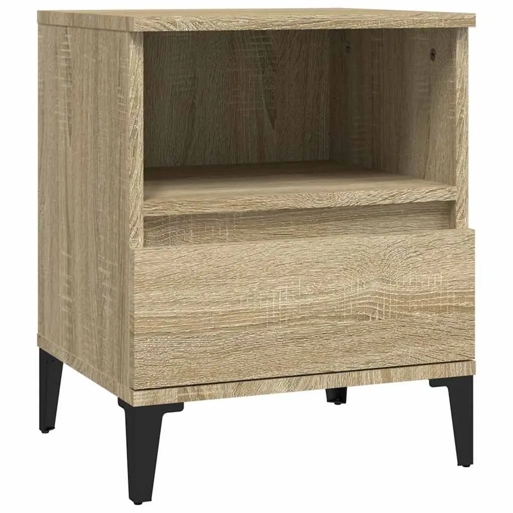 Bedside Cabinets 2 pcs Brown Storage Cabinet Drawer Compartment Side Table