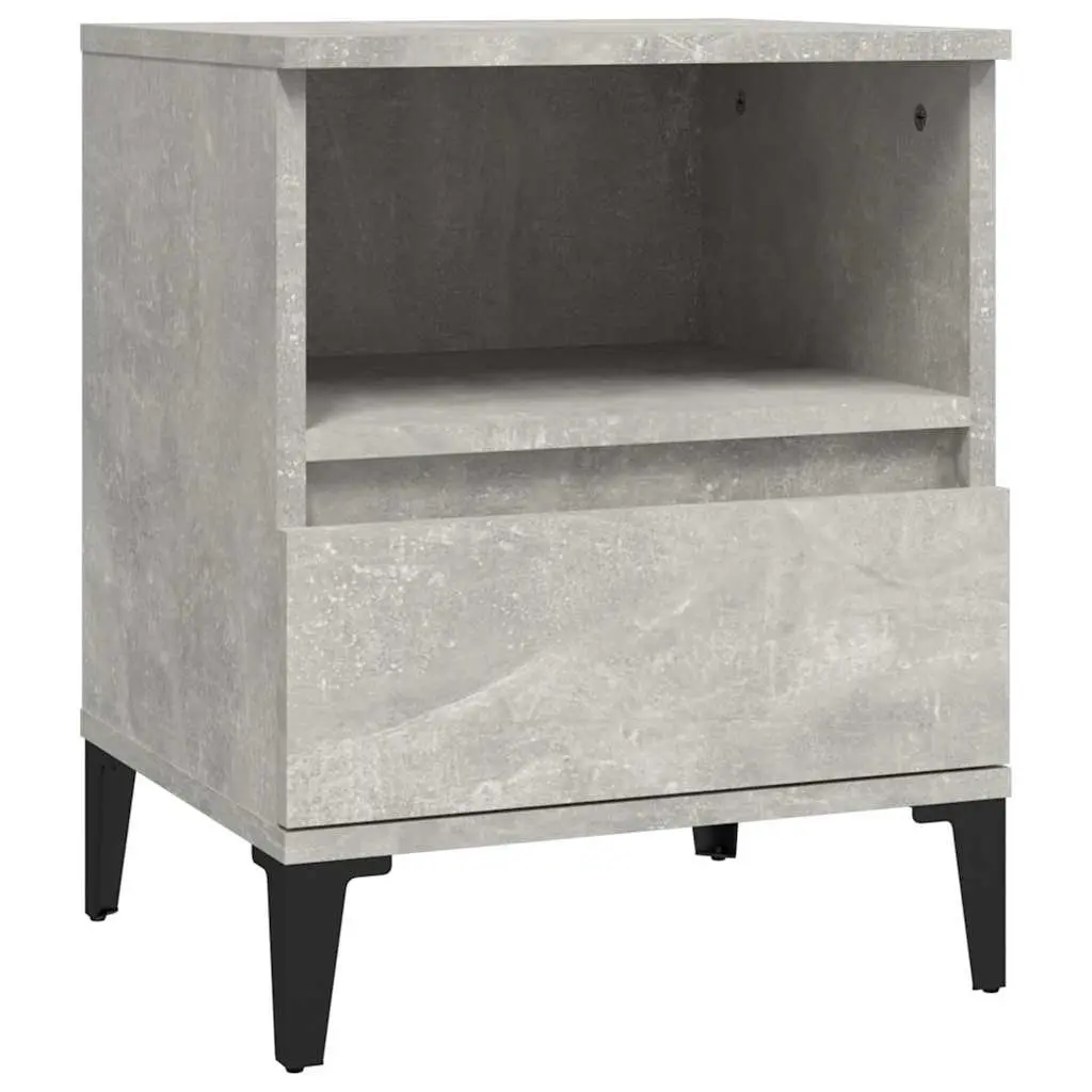 Bedside Cabinets 2 pcs Grey Engineered Wood Storage Nightstand with Drawer