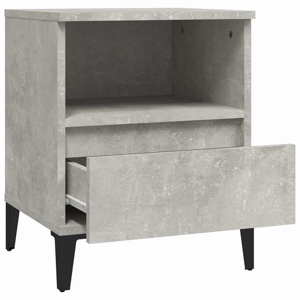 Bedside Cabinets 2 pcs Grey Engineered Wood Storage Nightstand with Drawer