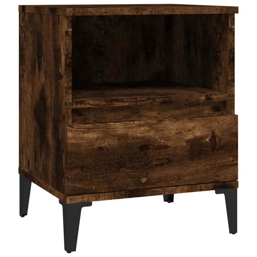 Bedside Cabinet Storage Drawer 40x35x50 cm Smoked Oak Brown 2 Piece