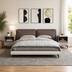 Bedside Cabinets 2 Pieces Grey Storage Organiser Nightstand Drawer Compartment