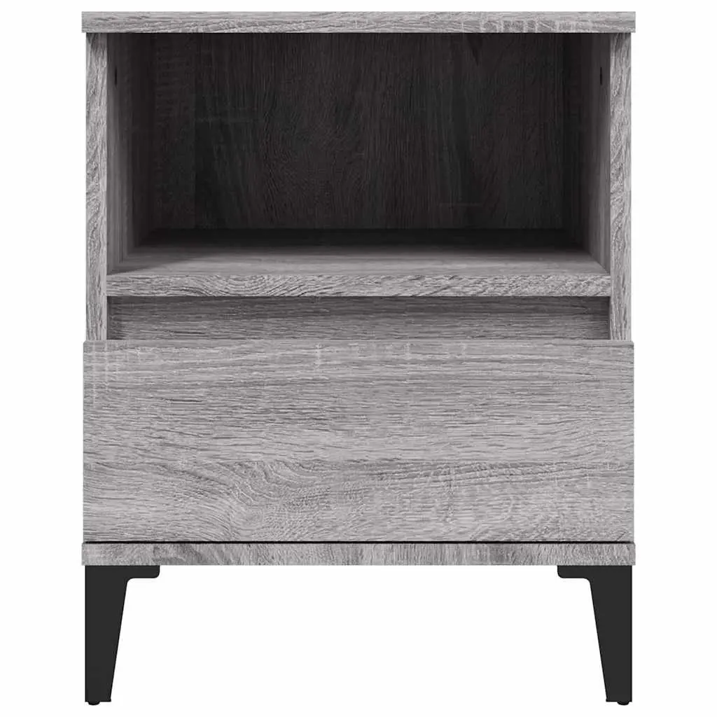Bedside Cabinets 2 Pieces Grey Storage Organiser Nightstand Drawer Compartment