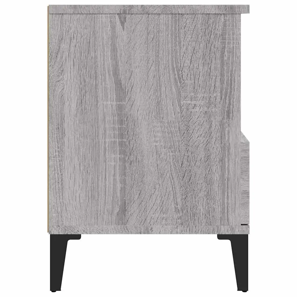 Bedside Cabinets 2 Pieces Grey Storage Organiser Nightstand Drawer Compartment