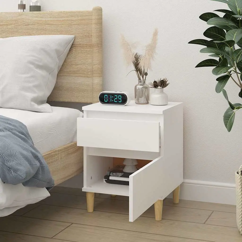 Bedside Cabinet Storage Nightstand Organiser 40x35x50 cm White