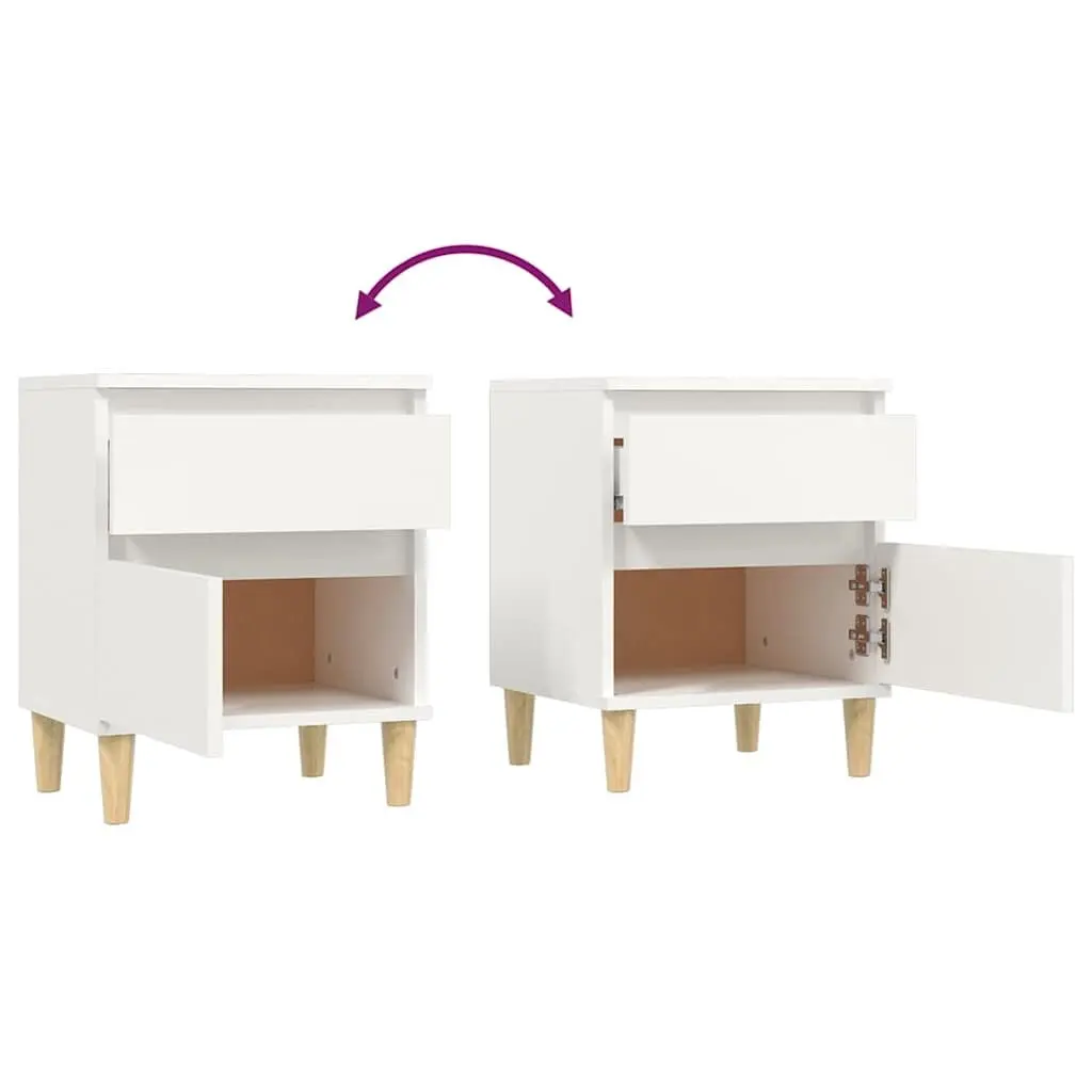 Bedside Cabinet Storage Nightstand Organiser 40x35x50 cm White